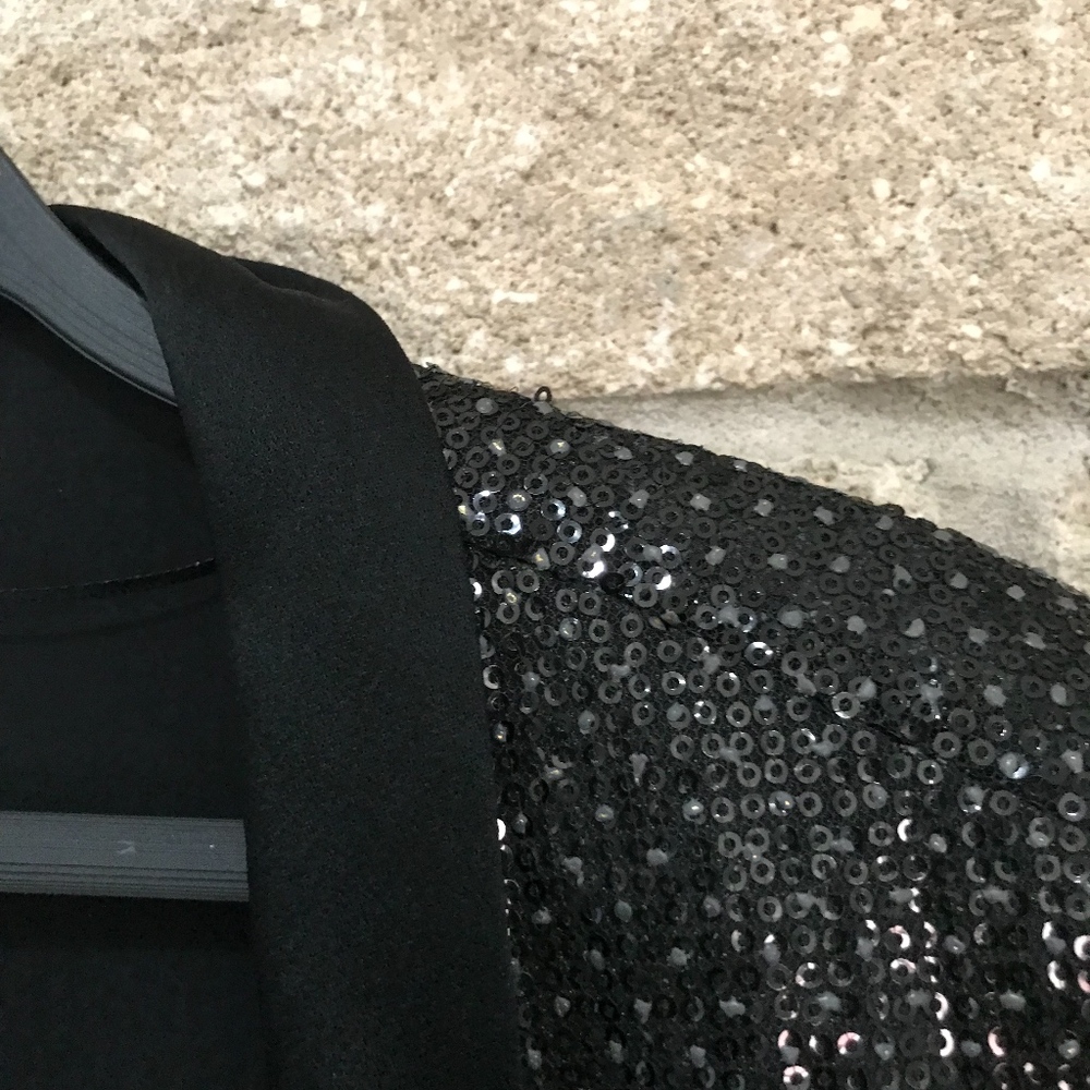 Zara Black Sequin Tuxedo Blazer - Picture 4 of 5
